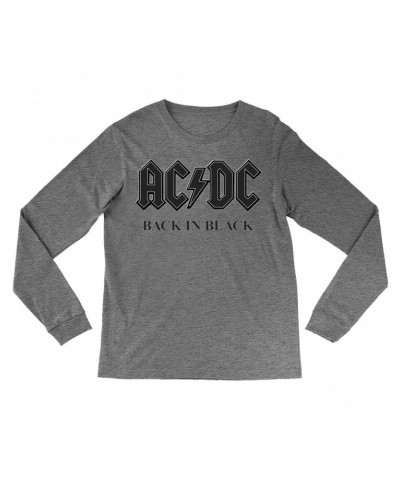 AC/DC Heather Long Sleeve Shirt | Back In Black Charcoal Design Shirt $8.99 Shirts