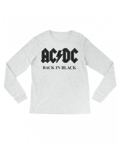 AC/DC Heather Long Sleeve Shirt | Back In Black Charcoal Design Shirt $8.99 Shirts