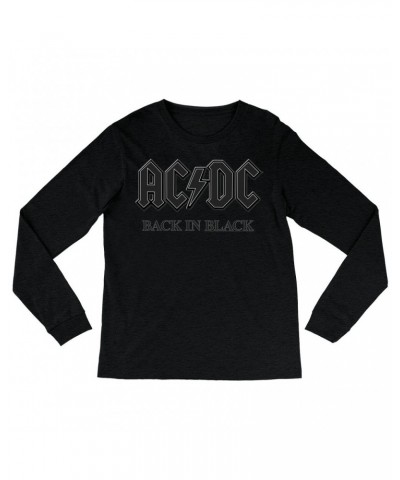 AC/DC Heather Long Sleeve Shirt | Back In Black Charcoal Design Shirt $8.99 Shirts