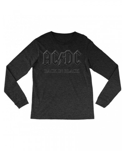 AC/DC Heather Long Sleeve Shirt | Back In Black Charcoal Design Shirt $8.99 Shirts