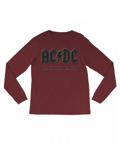 AC/DC Heather Long Sleeve Shirt | Back In Black Charcoal Design Shirt $8.99 Shirts