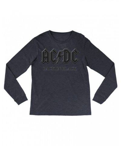 AC/DC Heather Long Sleeve Shirt | Back In Black Charcoal Design Shirt $8.99 Shirts