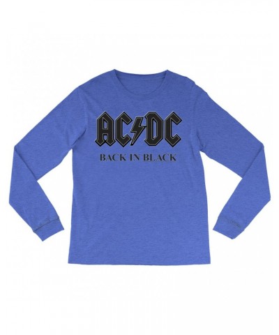 AC/DC Heather Long Sleeve Shirt | Back In Black Charcoal Design Shirt $8.99 Shirts