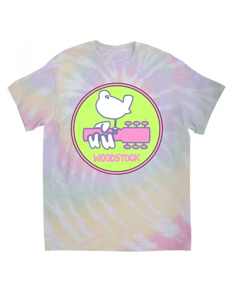 Woodstock T-Shirt | Neon Pastel Ombre Logo Design Tie Dye Shirt $8.35 Shirts